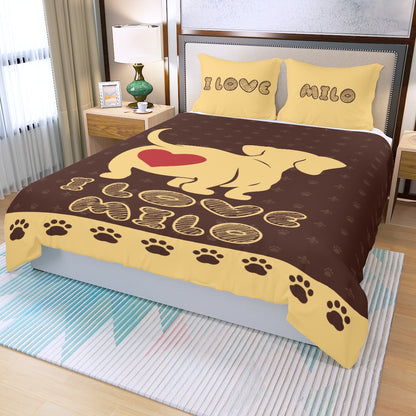 Custom Bedding Set with Dachshund's Name - Bedding Set