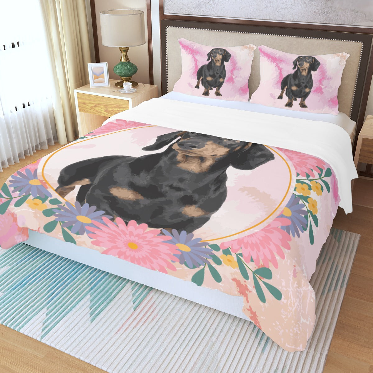 Custom Bedding Set with Dachshund's Picture - Bedding Set