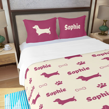 Custom Bedding Set with Dachshund's Name - Bedding Set
