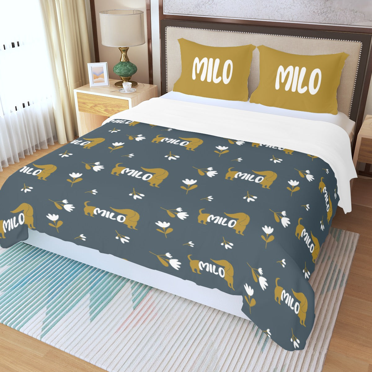 Custom Bedding Set with Dachshund's Name - Bedding Set