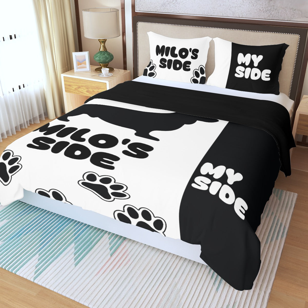 Juego de ropa de cama personalizado con el nombre del perro salchicha - Juego de ropa de cama para los amantes de los perros salchicha