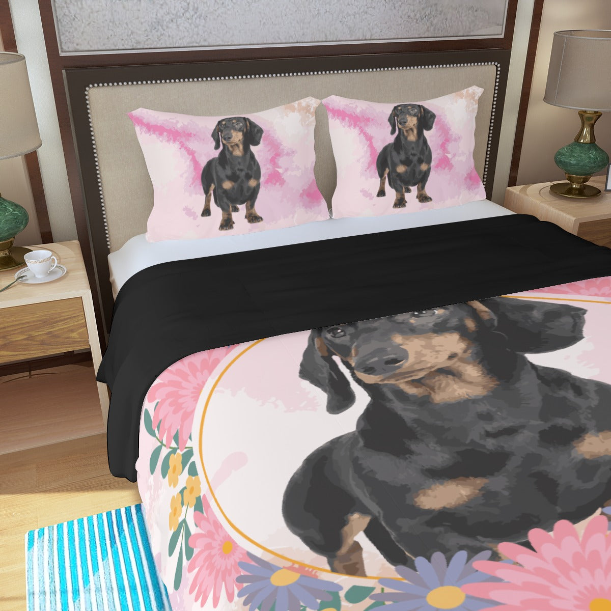 Custom Bedding Set with Dachshund's Picture - Bedding Set