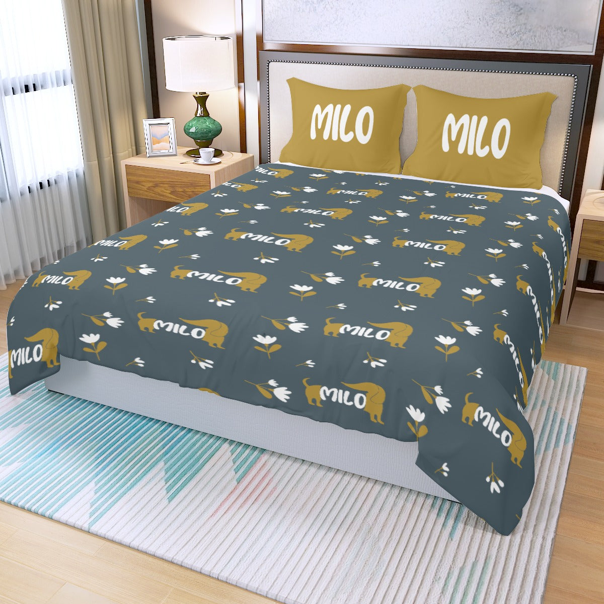 Custom Bedding Set with Dachshund's Name - Bedding Set