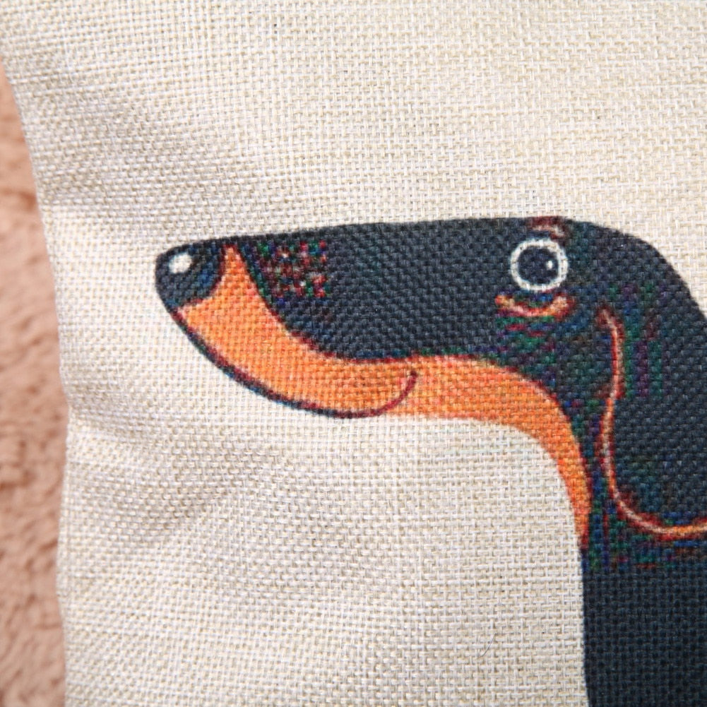 Dachshund Cushion Cover  cotton and linen Pillowcase - Dachshund shop.jpg