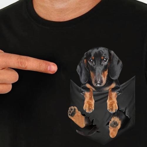 Dachshund T-shirt Black Cotton - Dachshund Shop.jpg