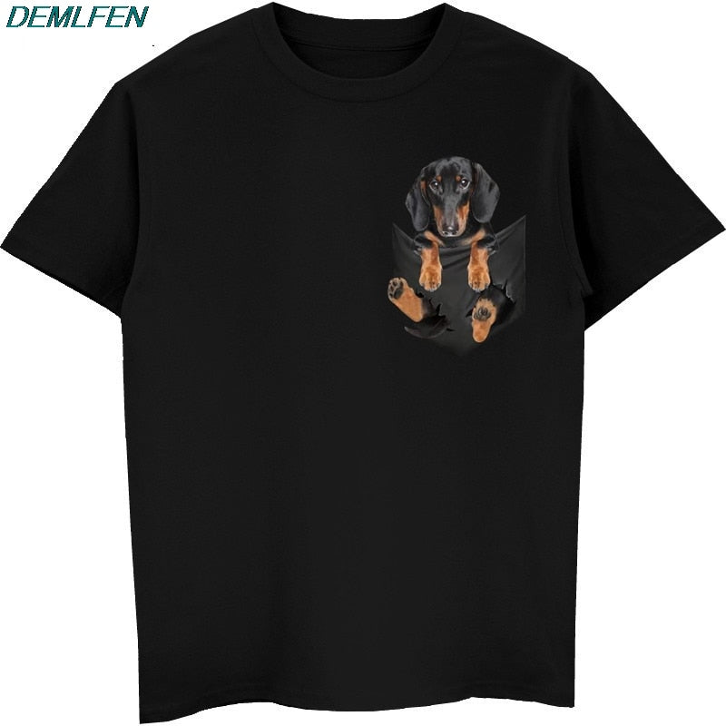 Dachshund T-shirt Black Cotton