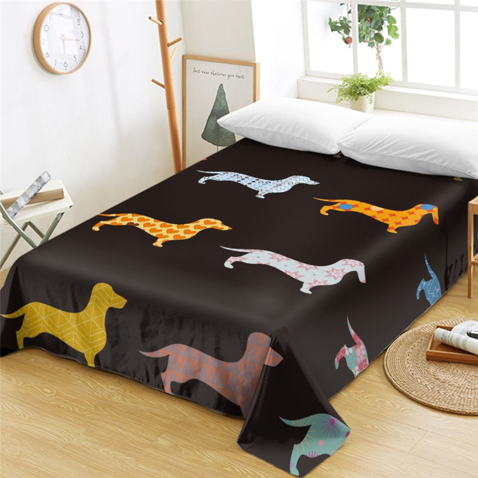 Dachshund Bed Colorful Puppy Printed Flat Sheet - Dachshund Shop.jpg