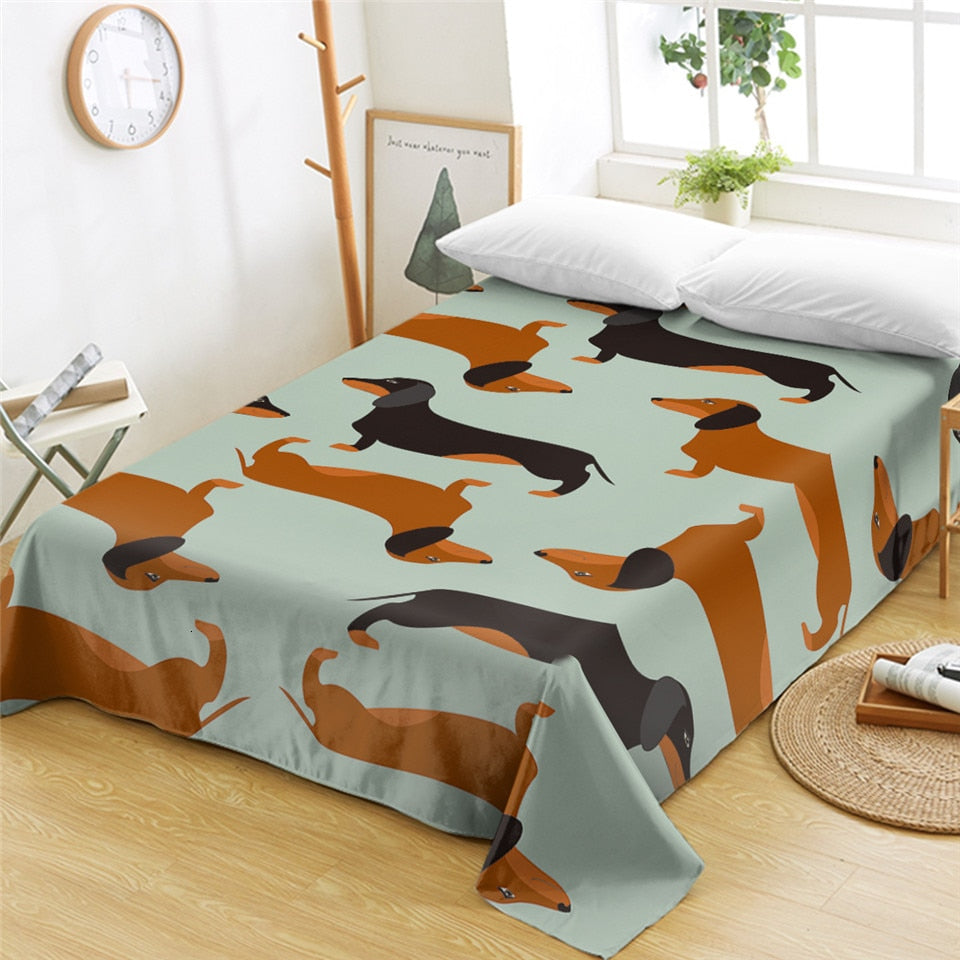 Dachshund Bed Colorful Puppy Printed Flat Sheet - Dachshund Shop.jpg