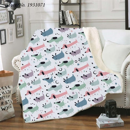 Dachshund Fleece Blanket for Beds