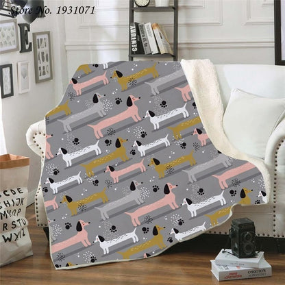 Dachshund Fleece Blanket for Beds