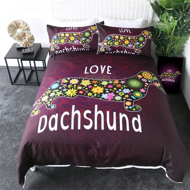 Dachshund Duvet Cover Cute Dachshund Bedspread