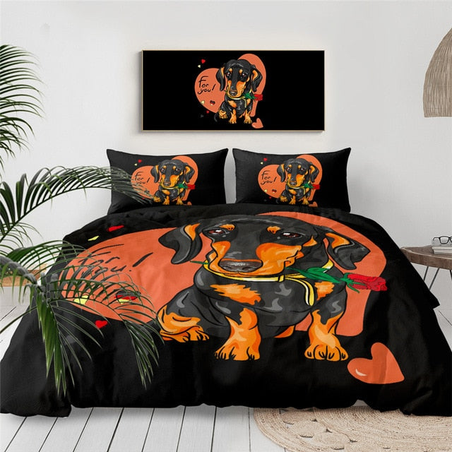 Dachshund Duvet Cover Cute Dachshund Bedspread- Dachshund Shop.jpg