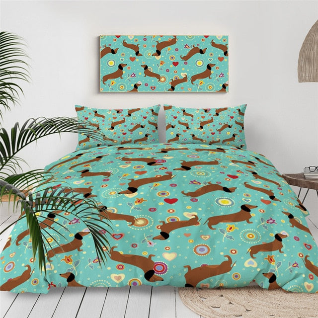 Dachshund Duvet Cover Cute Dachshund Bedspread