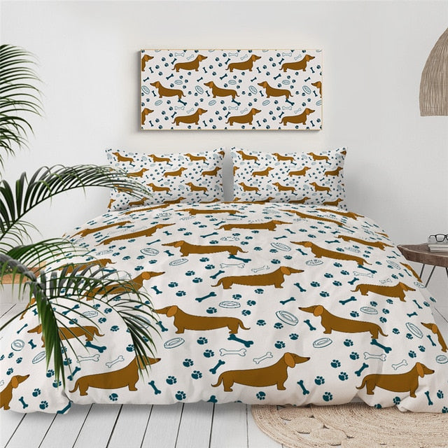 Dachshund Duvet Cover Cute Dachshund Bedspread