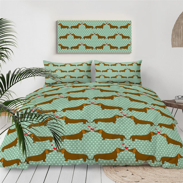 Dachshund Duvet Cover Cute Dachshund Bedspread