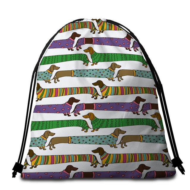 Dachshund Round Beach Towel- Dachshund shop.jpg