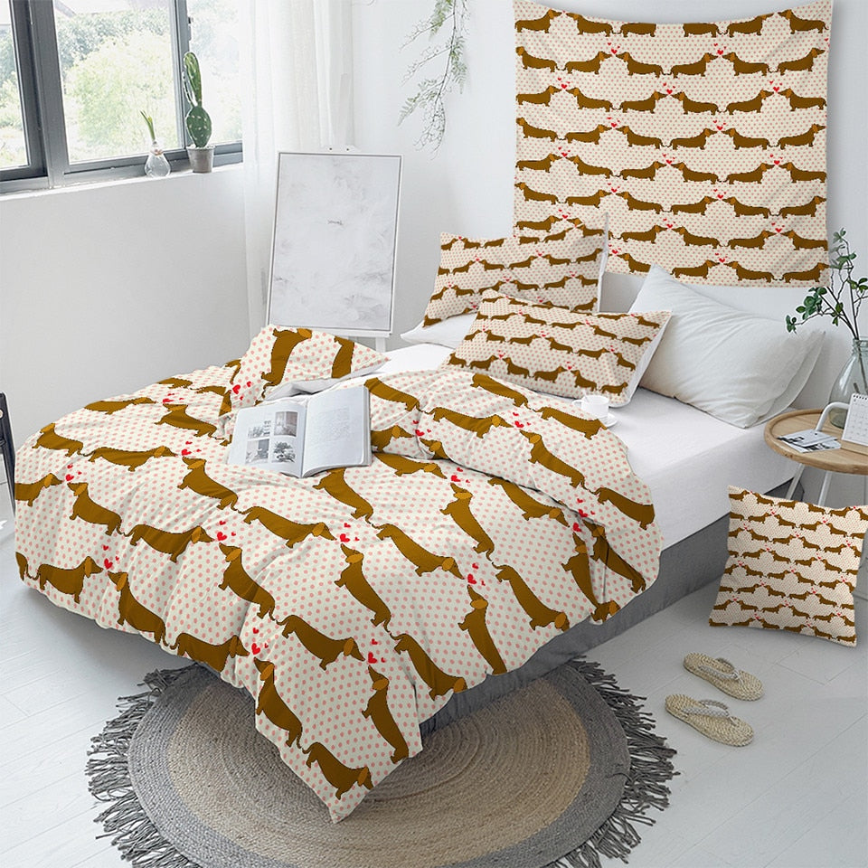 Dachshund Pattern Cute Bedding Set -Dachshund Shop.jpg