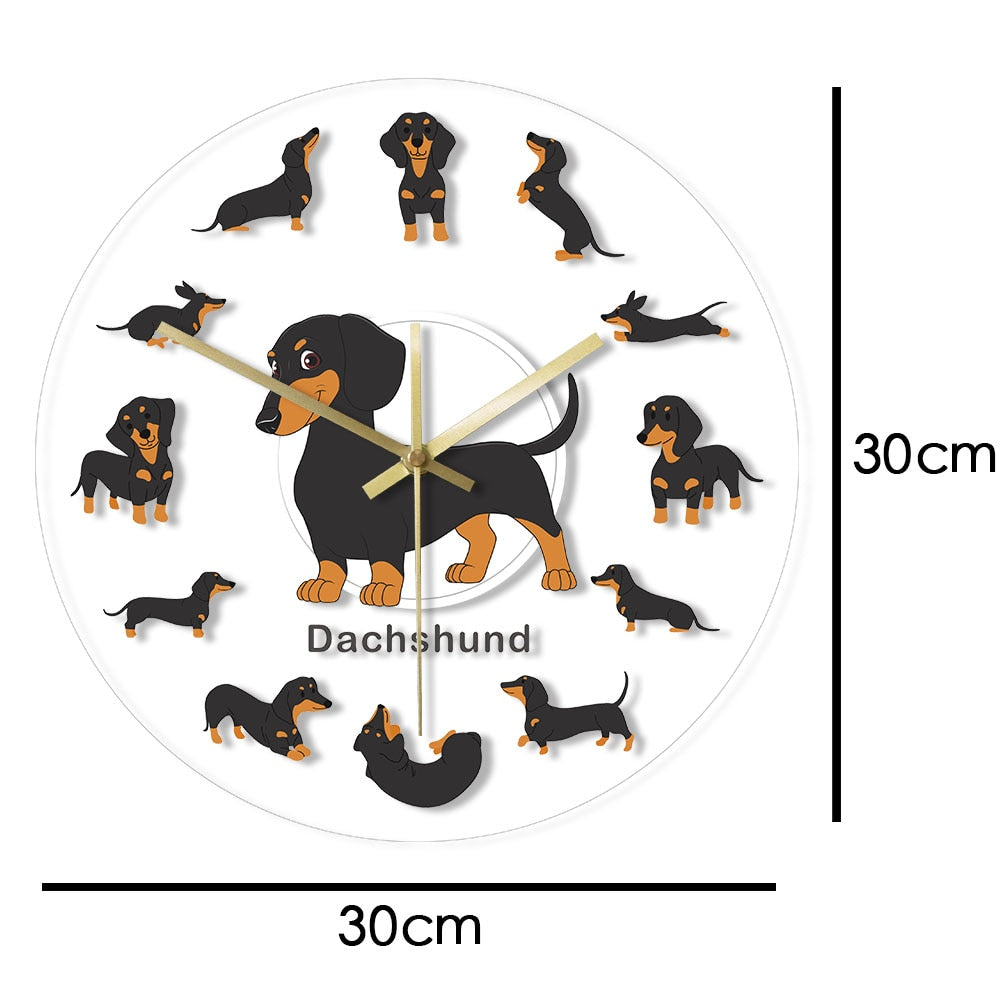 Dachshund Wall Clock Modern Wall Watch with RGB LED Light - Dachshund Shop