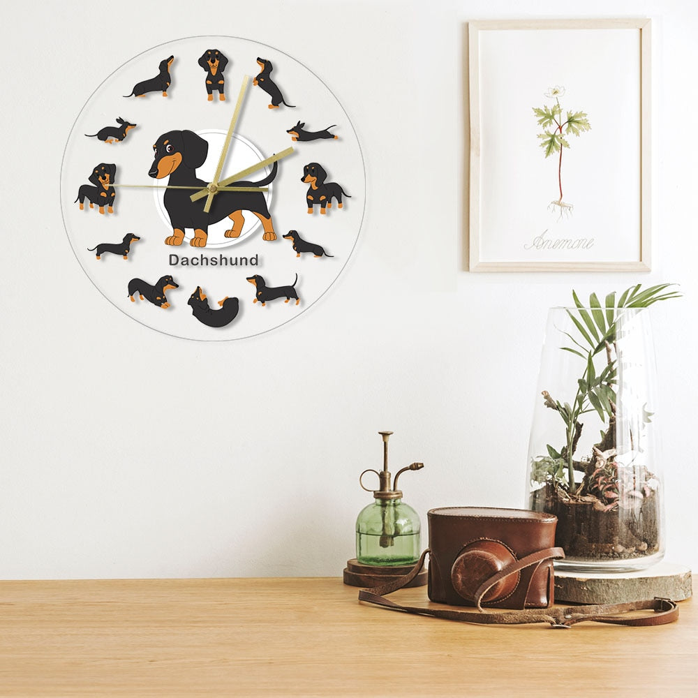 Dachshund Wall Clock Modern Wall Watch with RGB LED Light - Dachshund Shop