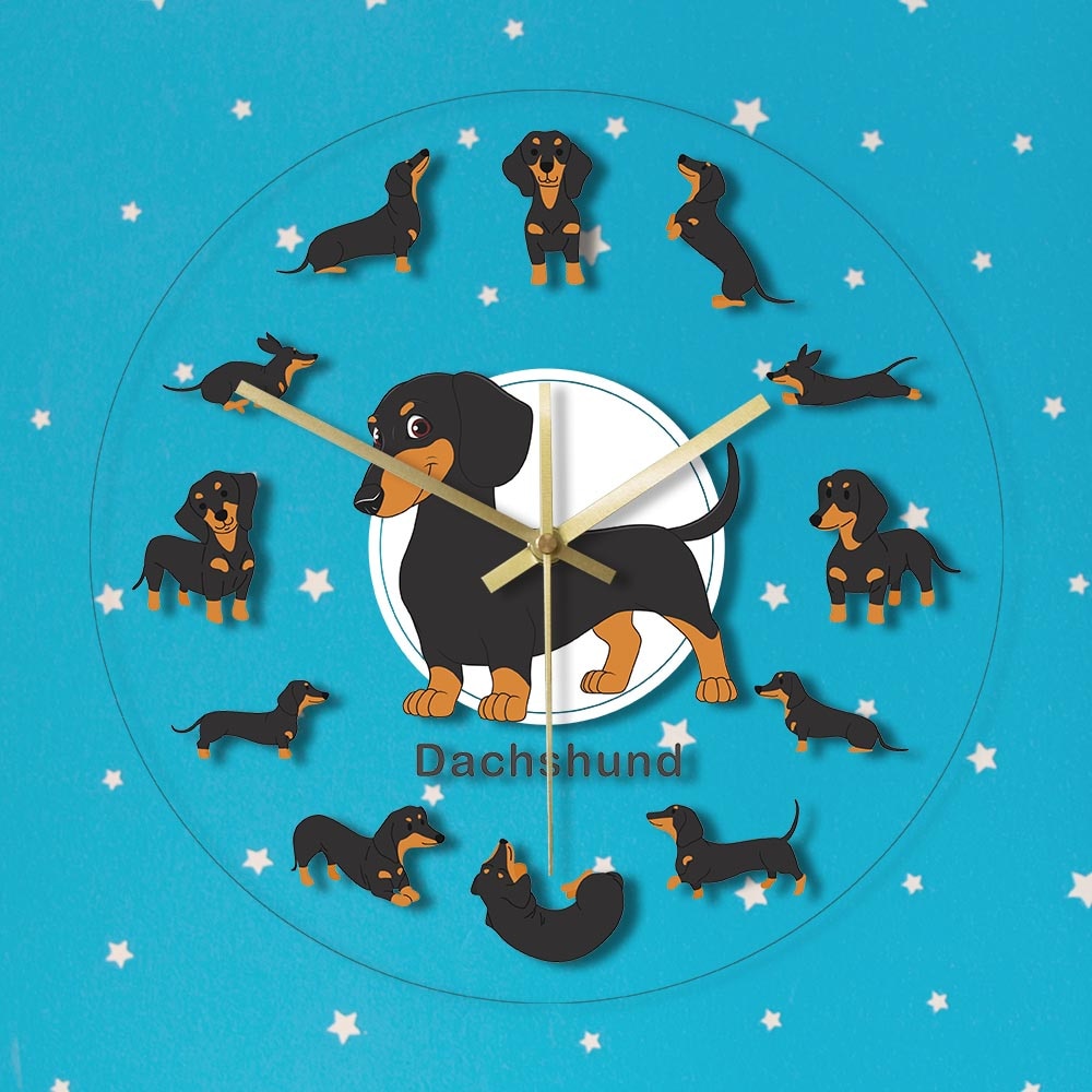 Dachshund Wall Clock Modern Wall Watch with RGB LED Light - Dachshund Shop