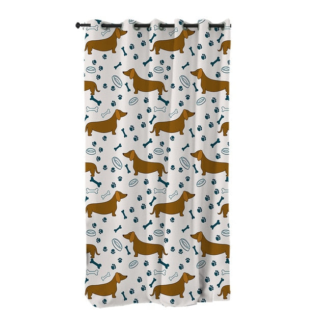 Dachshund Shower Curtain Cute Puppy Cartoon Decorative- Dachshund Shop.jpg