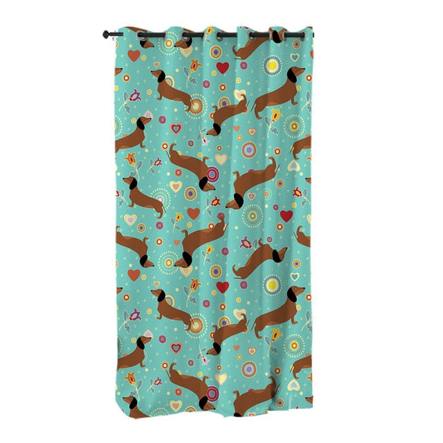 Dachshund Shower Curtain Cute Puppy Cartoon Decorative- Dachshund Shop.jpg