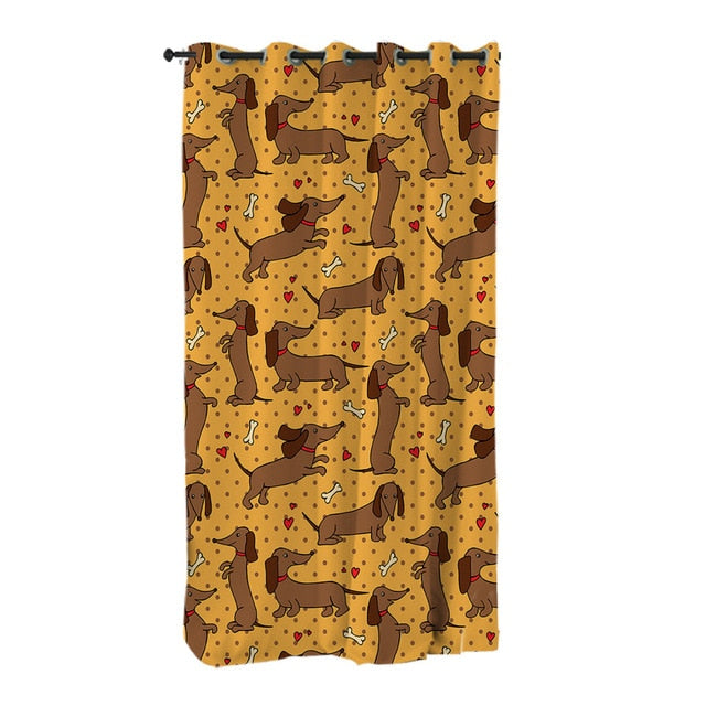 Dachshund Shower Curtain Cute Puppy Cartoon Decorative- Dachshund Shop.jpg