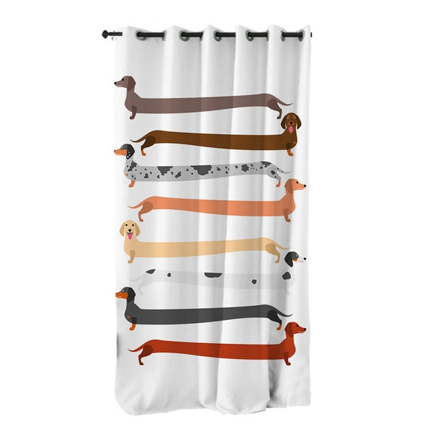 Dachshund Shower Curtain Cute Puppy Cartoon Decorative- Dachshund Shop.jpg