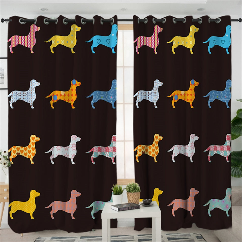 Dachshund Shower Curtain Cute Puppy Cartoon Decorative- Dachshund Shop.jpg