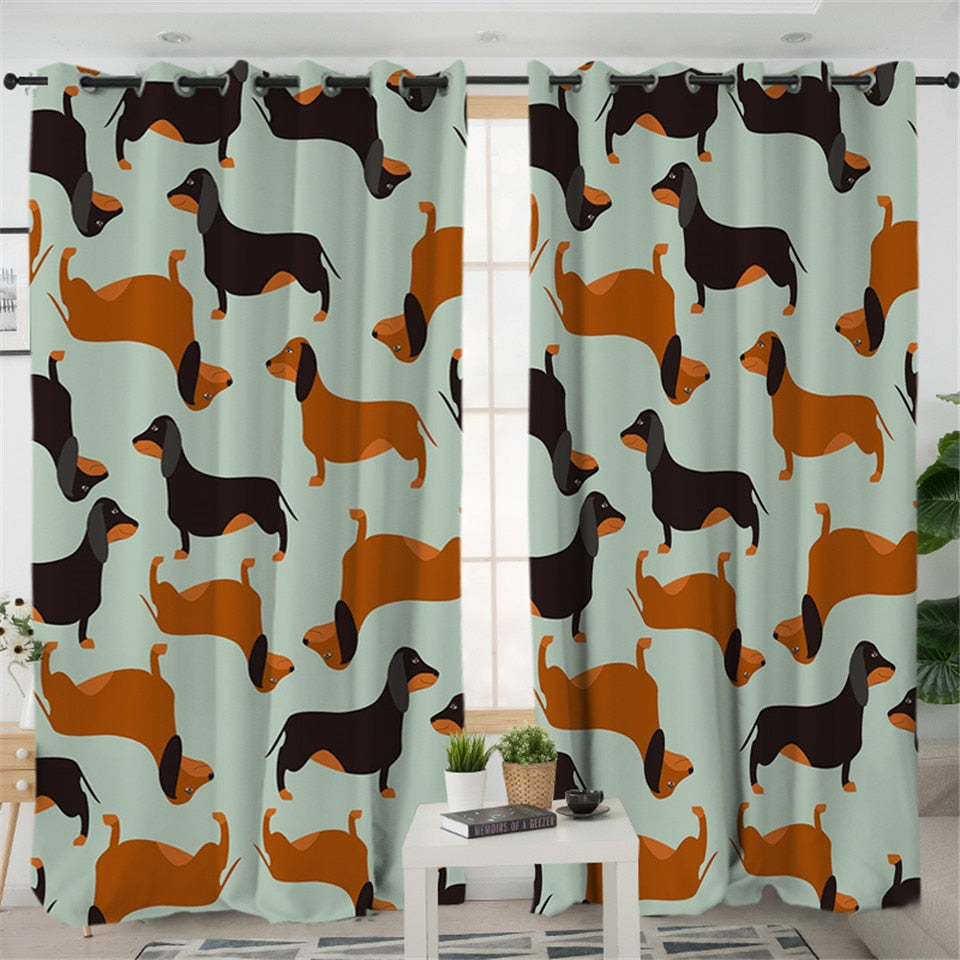 Dachshund Shower Curtain Cute Puppy Cartoon Decorative- Dachshund Shop.jpg