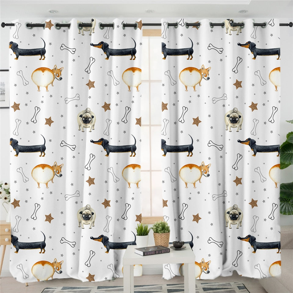 Dachshund Shower Curtain Cute Puppy Cartoon Decorative- Dachshund Shop.jpg