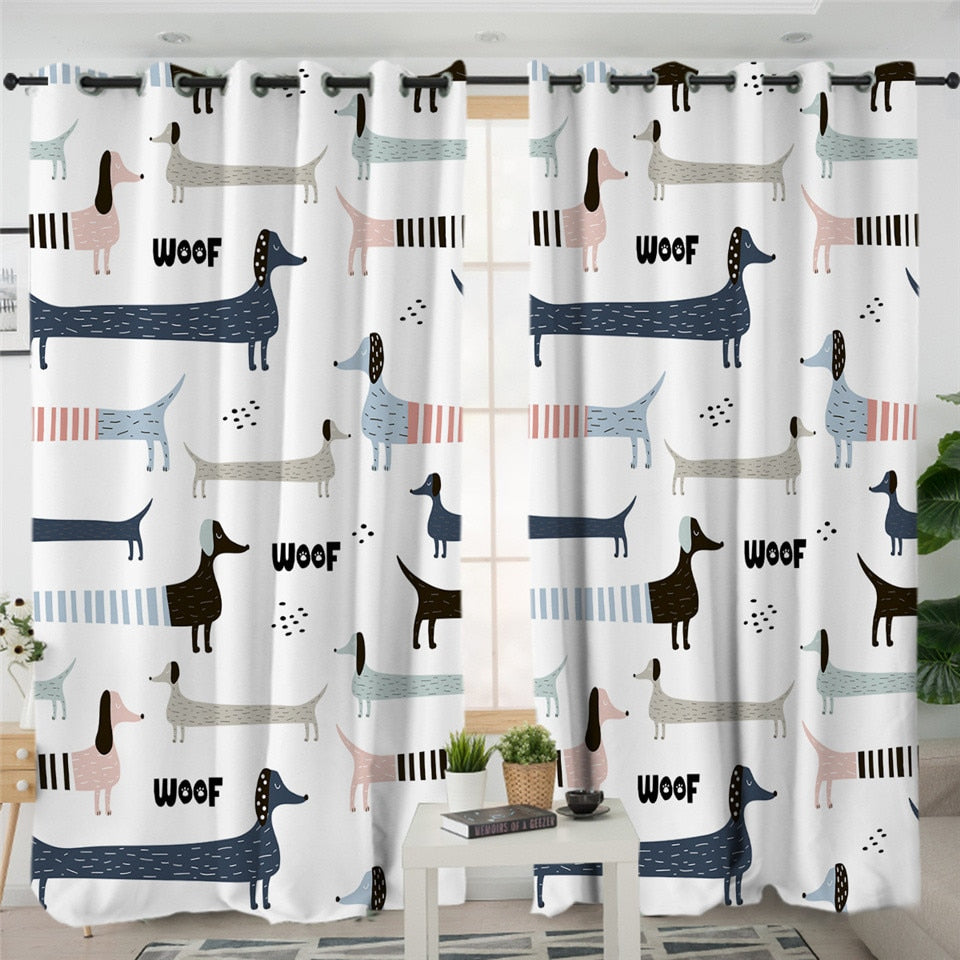 Dachshund Shower Curtain Cute Puppy Cartoon Decorative- Dachshund Shop.jpg