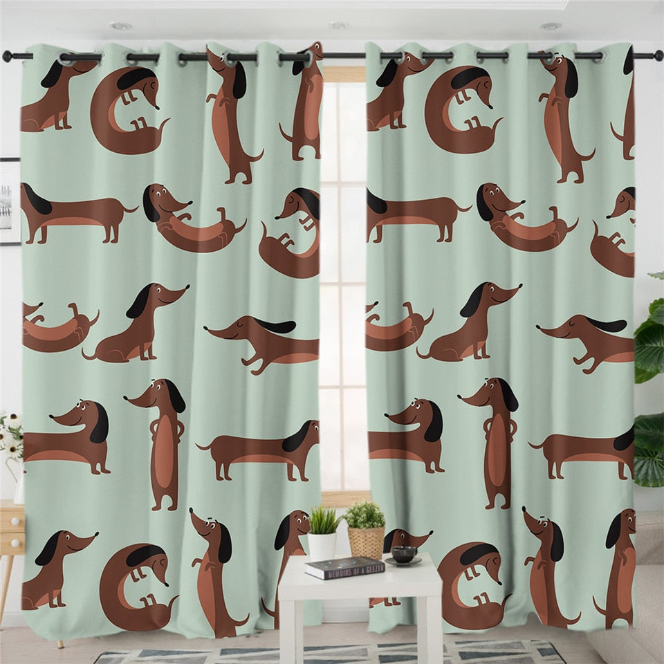 Dachshund Shower Curtain Cute Puppy Cartoon Decorative- Dachshund Shop.jpg