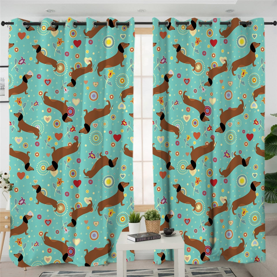 Dachshund Shower Curtain Cute Puppy Cartoon Decorative- Dachshund Shop.jpg