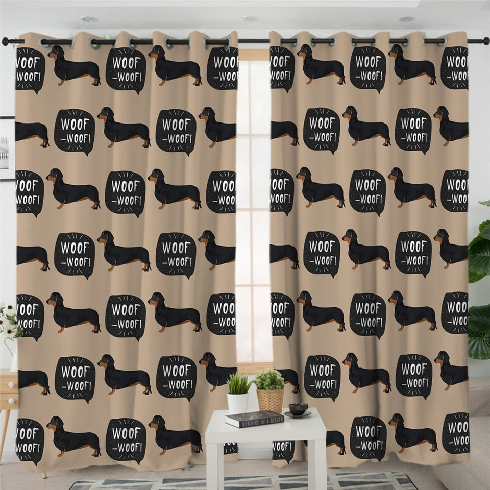 Dachshund Shower Curtain Cute Puppy Cartoon Decorative- Dachshund Shop.jpg