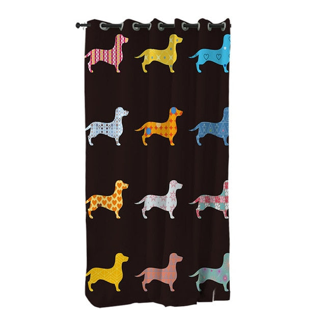 Dachshund Shower Curtain Cute Puppy Cartoon Decorative- Dachshund Shop.jpg