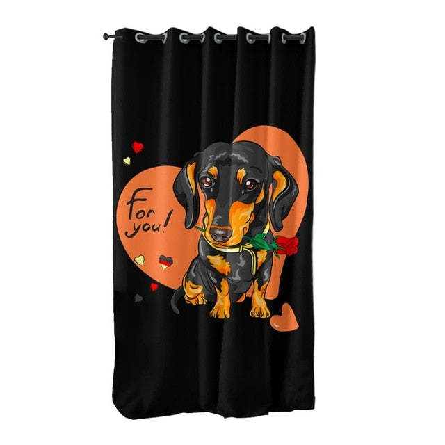 Dachshund Shower Curtain Cute Puppy Cartoon Decorative- Dachshund Shop.jpg