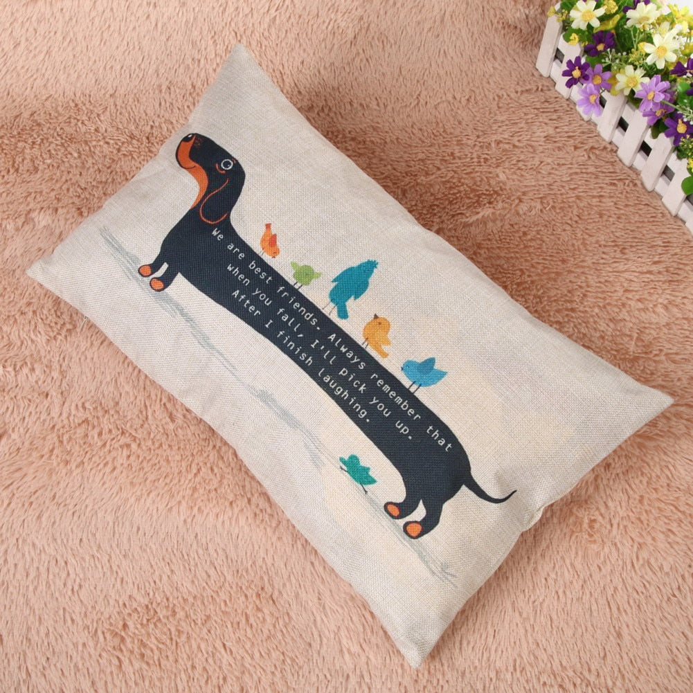 Dachshund Cushion Cover  cotton and linen Pillowcase - Dachshund shop.jpg