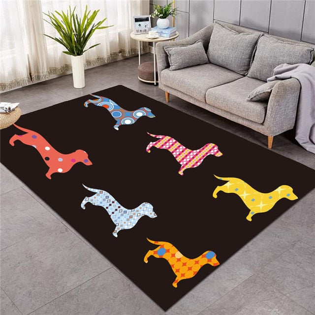 Dachshund Wiener Dog Pattern Area Rug Floor Mat-Dachshund Shop.jpg